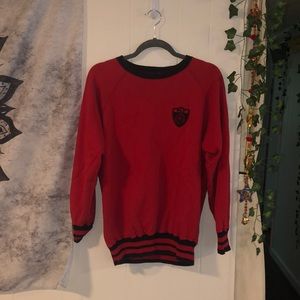 Vintage 80s Red Cop Badge Polo Ralph Lauren raglan crewneck sweatshirt
